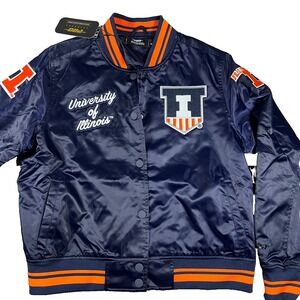 Pro‎ Standard Womens Medium Navy Blue University Of Illinois Varsity Jacket NWT